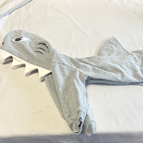Grey Hooded Kids Shark One Piece Romper - Picture 4 of 4